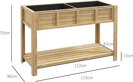 Outsunny Дървена Кутия За Саксии Цвят Дърво 115x46x75см
