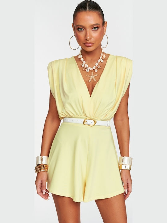Damen Jumpsuit Kurze Hosen Gelbe