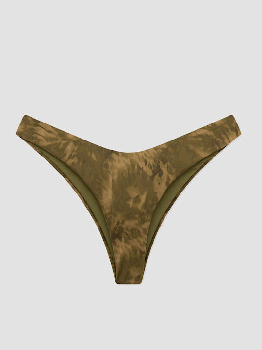 Rio V Bikini Brazil with Laces Khaki Tie Dye