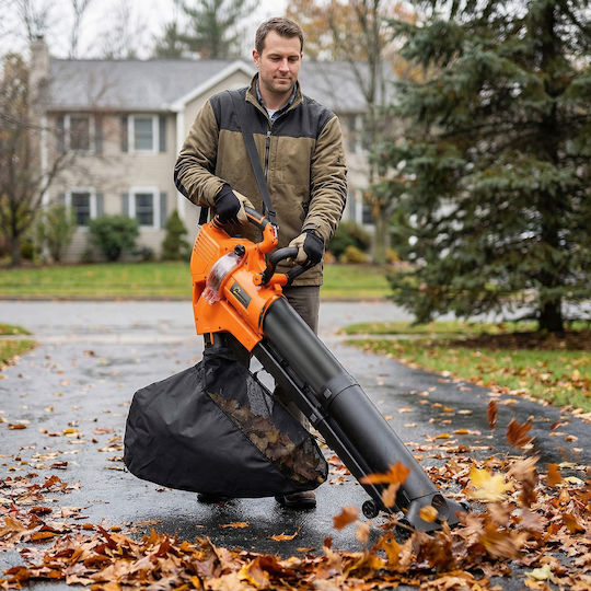 Outsunny Handheld Electric Leaf Blower Vacuum 3000W with Maximum Air Speed 260km/h