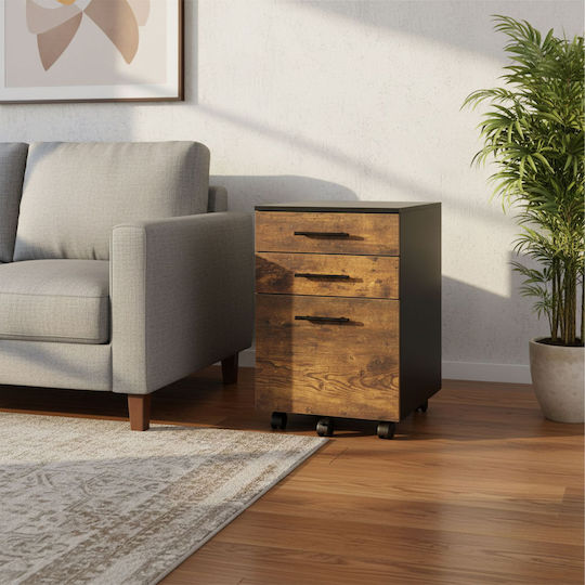 Συρταριέρα Γραφείου Ξύλινη με Ροδάκια Brown/black 40x40x57.5cm