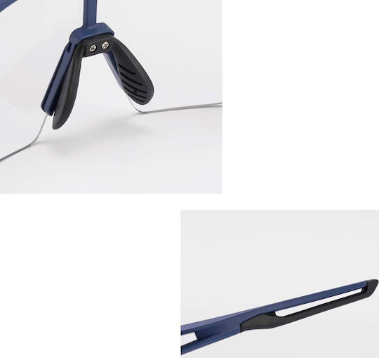 Rockbros Cycling Glasses with Blue Frame and Photochromic / Transparent Lenses