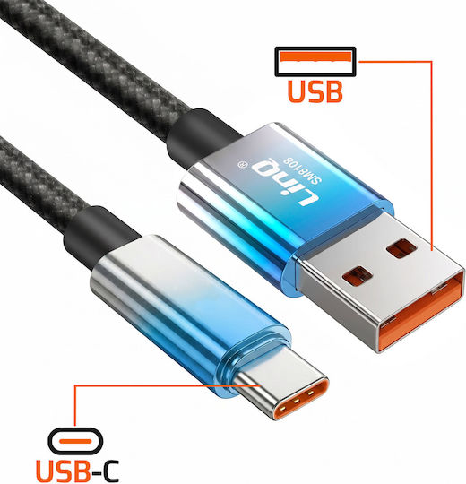 Linq Usb-c Към Usb Кабел За Бързо Зареждане 48w Led Екран 1.2m Син