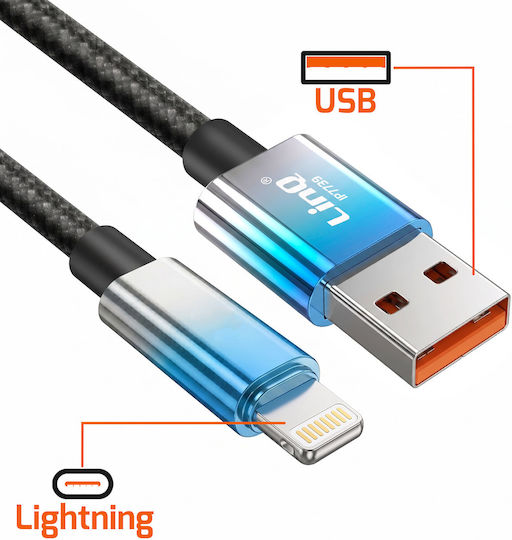 Linq Cablu De Încărcare Lightning La USB 15W LED Ecran 1.2m Albastru