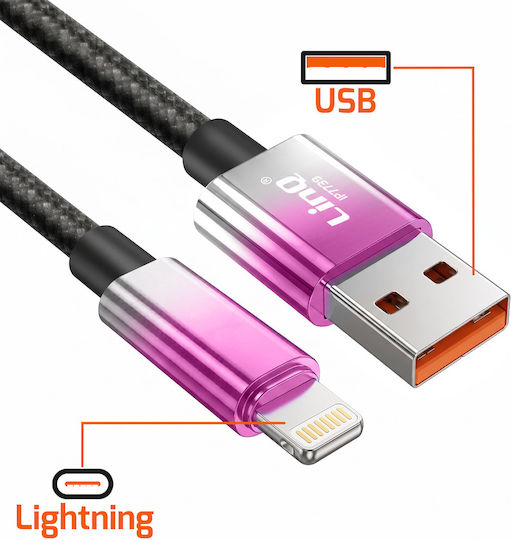 Linq Lightning To Usb Charging Cable 15w Led Screen 1.2m Purple