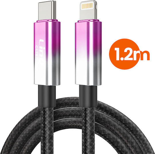 Linq Blitzkabel Für Usb-c Schnelles Laden 35w LED Bildschirm 1,2m Lila