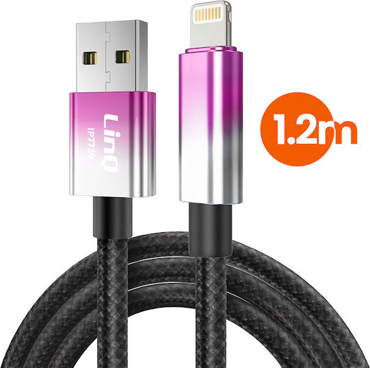 Linq Lightning To Usb Charging Cable 15w Led Screen 1.2m Purple