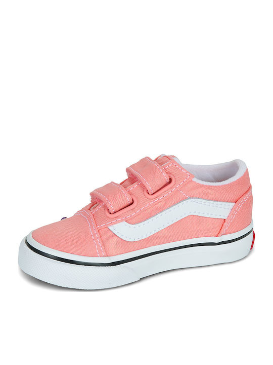 Old Skool V Kids Sneakers with Hoop & Loop Closure Pink