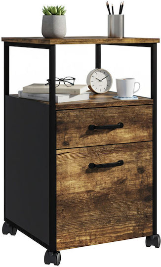 Συρταριέρα Γραφείου Ξύλινη με Ροδάκια Brown/black 42x44x66.5cm