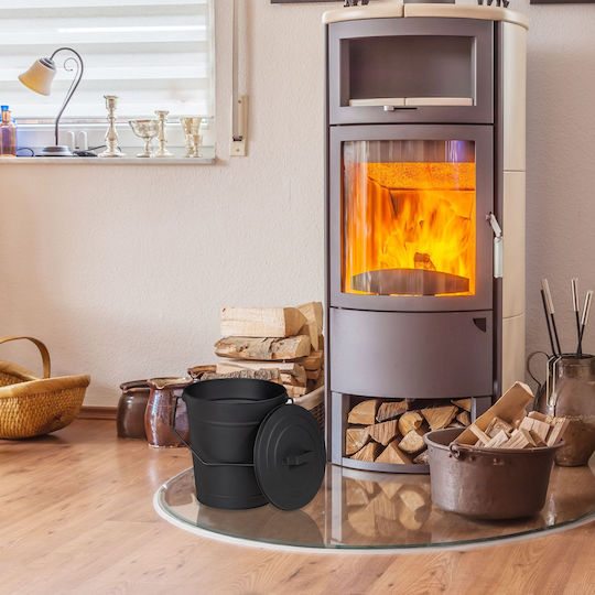 Relaxdays Ascheeimer Kaminfeuer Grau