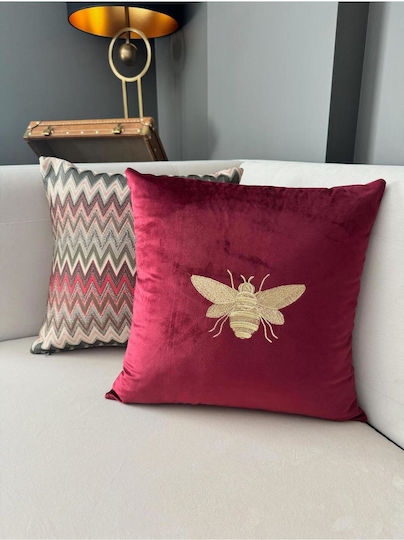 SteweHome Decorative Pillow Case Velvet Burgundy 43x43cm