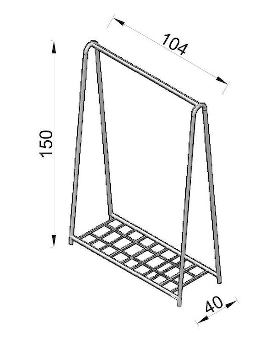 SteweHome Κρεμάστρα Δαπέδου από Μέταλλο Ασημί 100x152cm