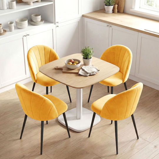 Velvet Dining Chairs Yellow 2 Pieces 52x55x79cm