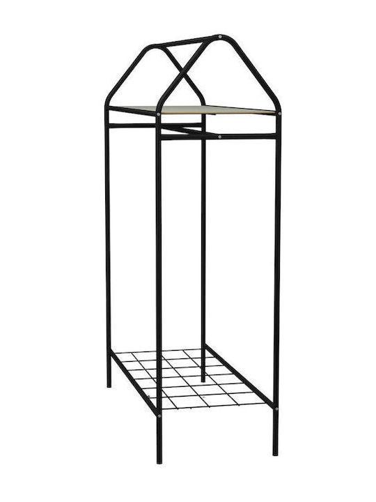 SteweHome Κρεμάστρα Δαπέδου από Μέταλλο Μαύρη 104x143cm