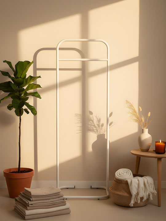 SteweHome Kremastra De Podea Din Metal Albă 44x44x123cm