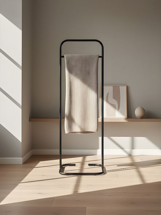 SteweHome Κρεμάστρα Δαπέδου από Μέταλλο Μαύρη 44x44x123cm