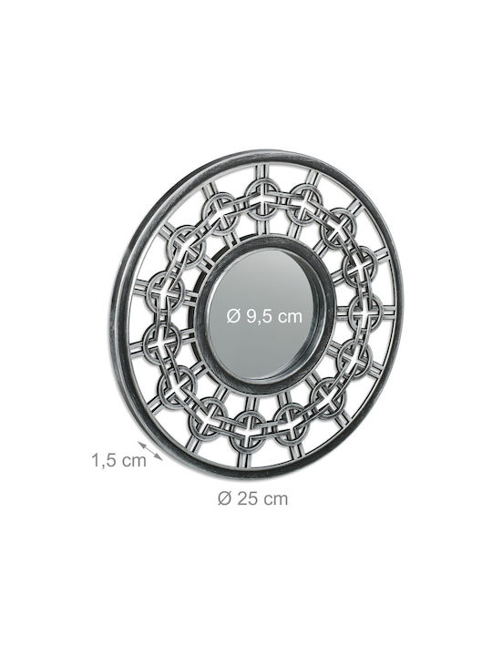 Relaxdays Wandspiegel mit Silber Glas Rahmenmaterial Durchmesser 25cm 3 Stück