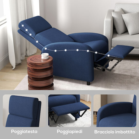 Relax Armchair with Footstool Blue 64x86x102cm