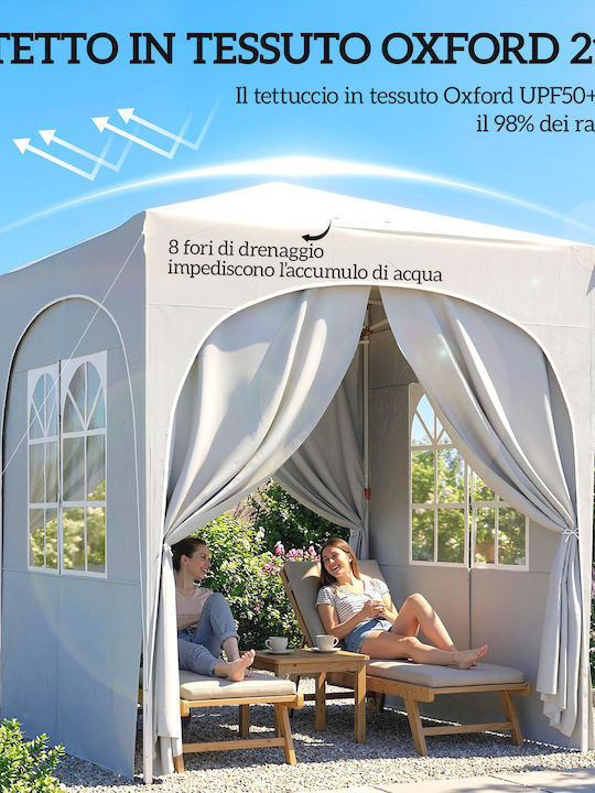 Outsunny Πτυσσόμενο Κιόσκι Κήπου με Led Γκρι 2x2m