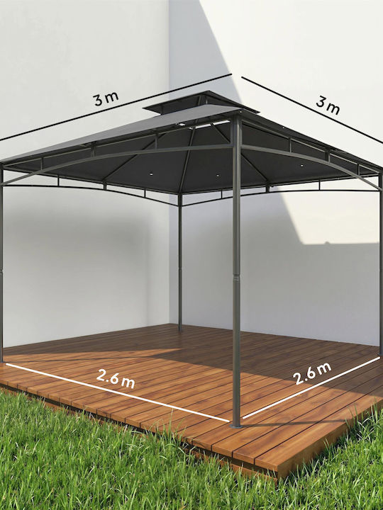 Outsunny Κιόσκι Κήπου Γκρι 3x3m