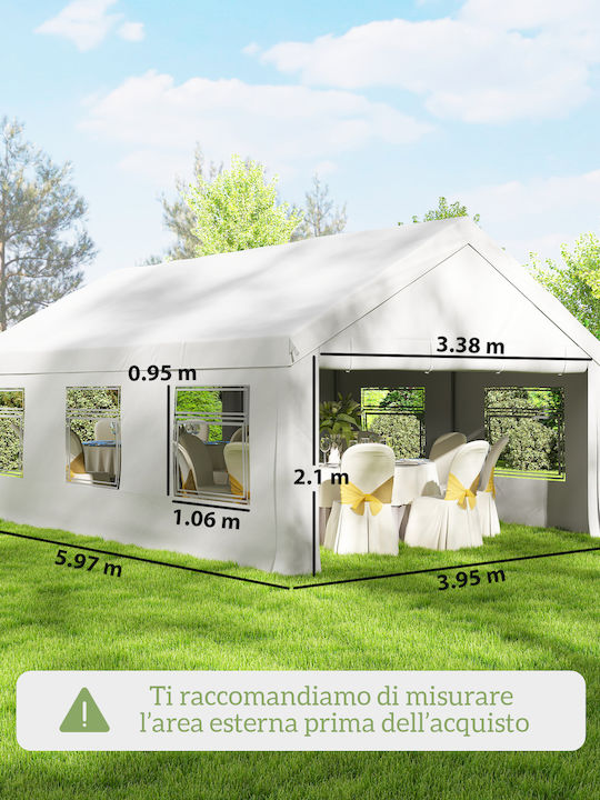 Outsunny Garden Gazebo with LEDs White 4x6m