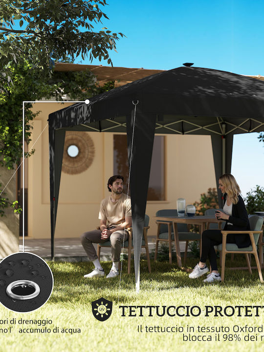 Outsunny Πτυσσόμενο Κιόσκι Κήπου με Led Μαύρο 3x3m