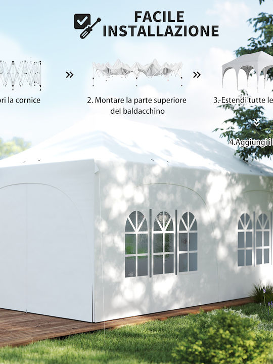 Outsunny Сгъваема Беседка За Градина Бяла 3x6m