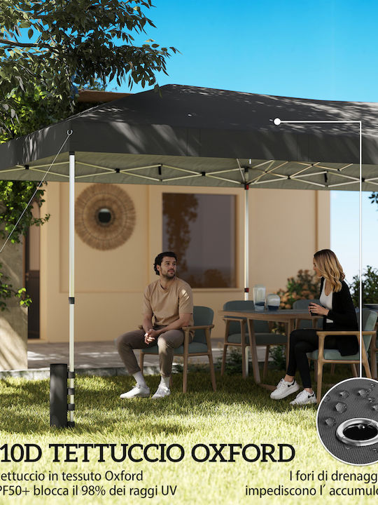Outsunny Foldable Garden Gazebo with LEDs Beige 3x6m
