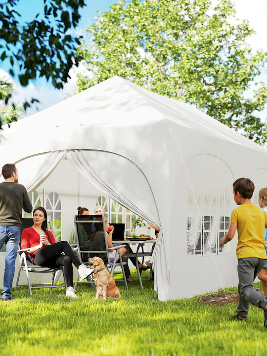 Outsunny Сгъваема Беседка За Градина Бяла 3x6m