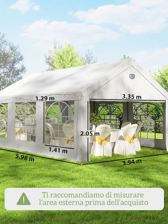 Outsunny Πλαϊνή Τέντα Βεράντας με Led Λευκή 4x6m
