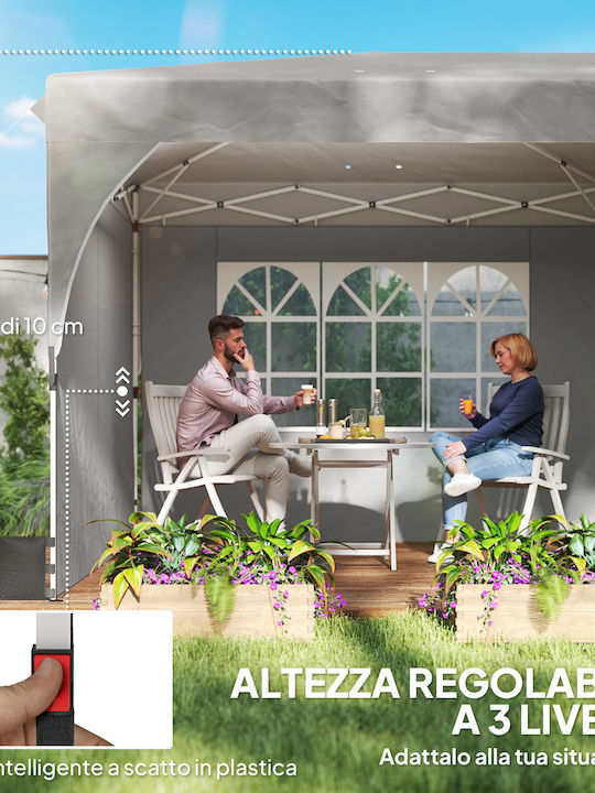 Outsunny Πτυσσόμενο Κιόσκι Κήπου Γκρι 3x6m