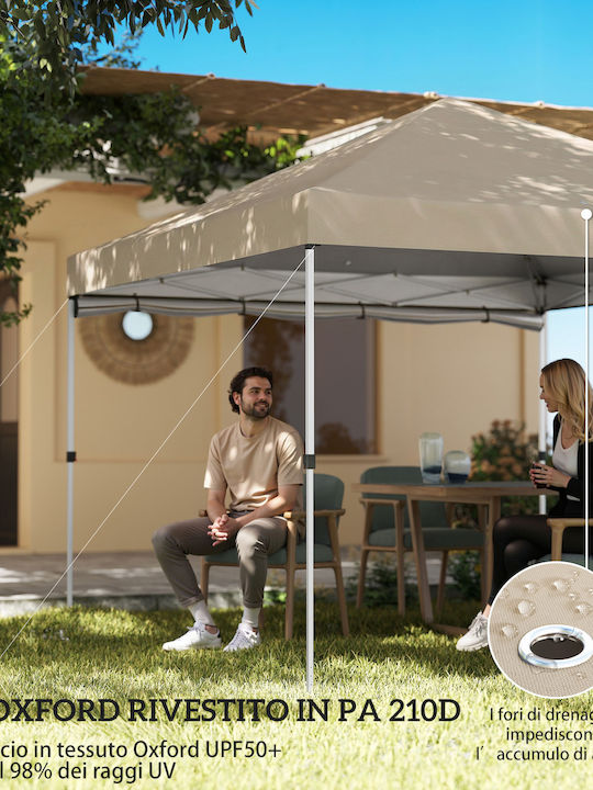 Outsunny Πτυσσόμενο Κιόσκι Κήπου Μπεζ 3x3m
