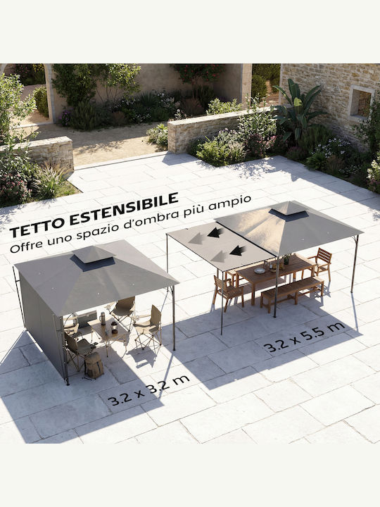Outsunny Κιόσκι Κήπου Γκρι 3.2x3.2m