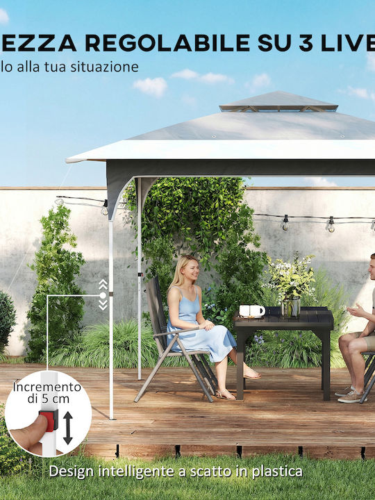 Outsunny Πτυσσόμενο Κιόσκι Κήπου Pop-up Γκρι 3.5x3.5m