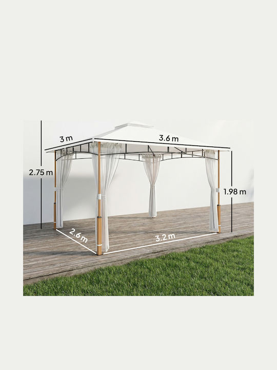 Outsunny Garten Gazebo Beige 3x3.6m