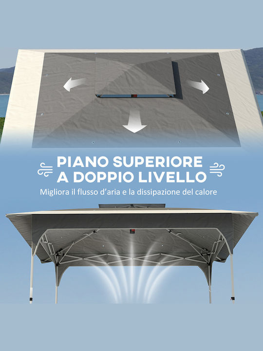 Outsunny Πτυσσόμενο Κιόσκι Κήπου Pop-up Γκρι 3.5x3.5m
