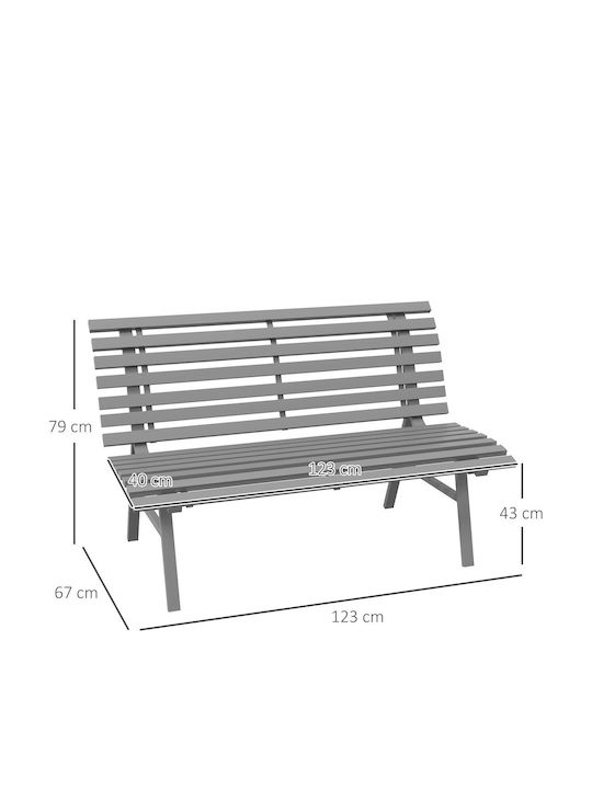 Outdoor Metal Gray Bench 123x67x79cm