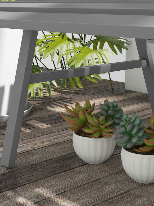 Outdoor Metal Gray Bench 123x67x79cm