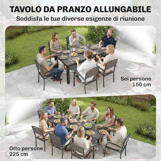 Outsunny Garden & Outdoor Furniture Sets Dining Room 9 Pieces Gray