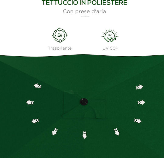 Square Aluminum Garden Parasol Green 2x3m