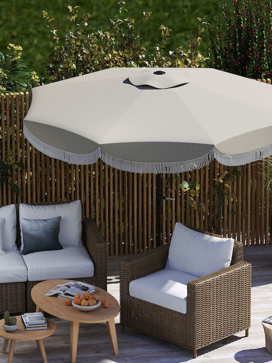 Runde Metall-Garten- und Terrassen-Sonnenschirm Grau Φ2.4m