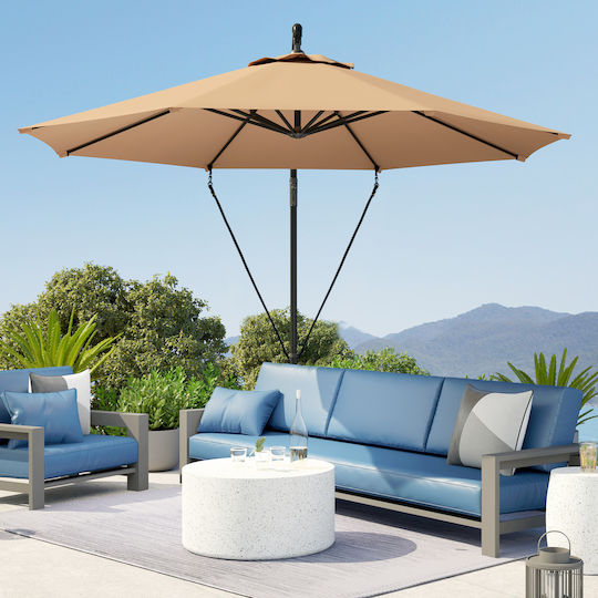 Hanging Circular Metal Khaki Parasol Φ3m