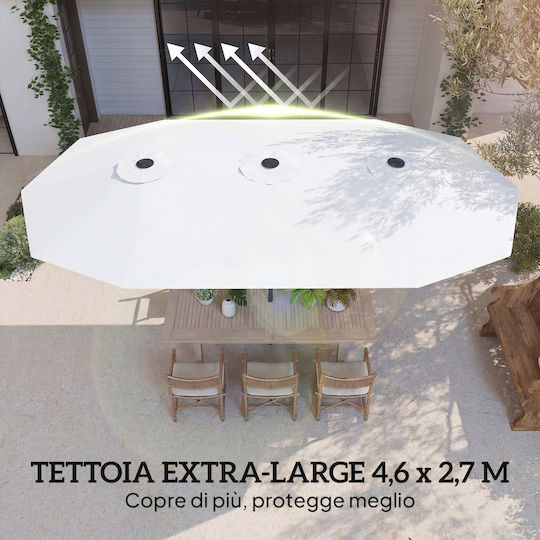 Circular Garden Parasol Metal White Diameter 2.7m