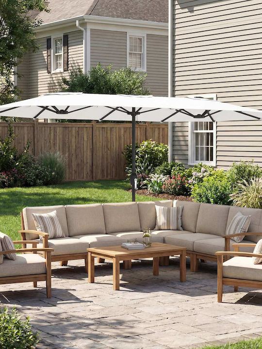 Кръгла Метална Бяла Градинска Чадър Ф2.7м