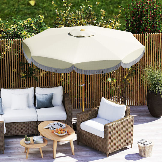Umbrelă Rotundă Metalică Bej Φ2.4m