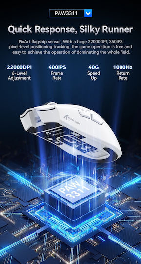 Attack Shark Ασύρματο RGB Gaming Ποντίκι 22000 DPI Λευκό