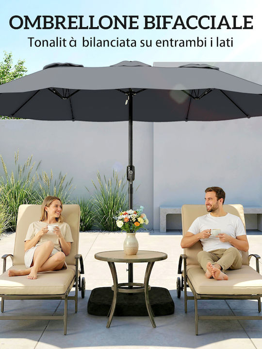 Circular Garden Umbrella Metal Grey Diameter 1.5m