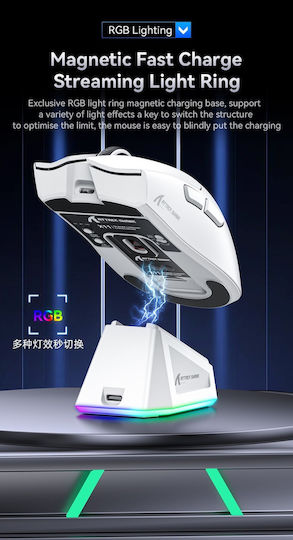 Attack Shark Ασύρματο RGB Gaming Ποντίκι 22000 DPI Λευκό