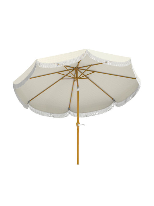 Кръгла Метална Бежова Градинска Чадър Ф2.4м