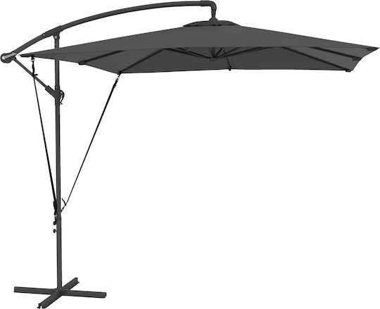 Hanging Square Garden Parasol Metal Grey 2.56x2.56xHeight 2.56m
